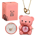 Rose Bear with Necklace – Engraved with Your Names