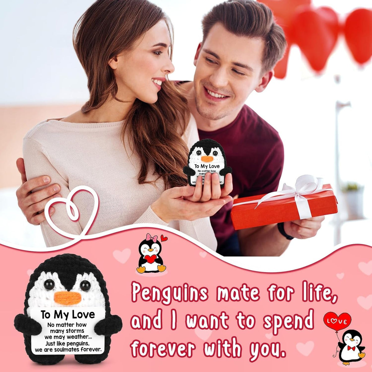 Crochet Penguin Love Gift